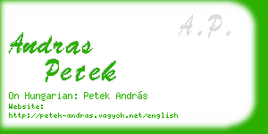 andras petek business card
